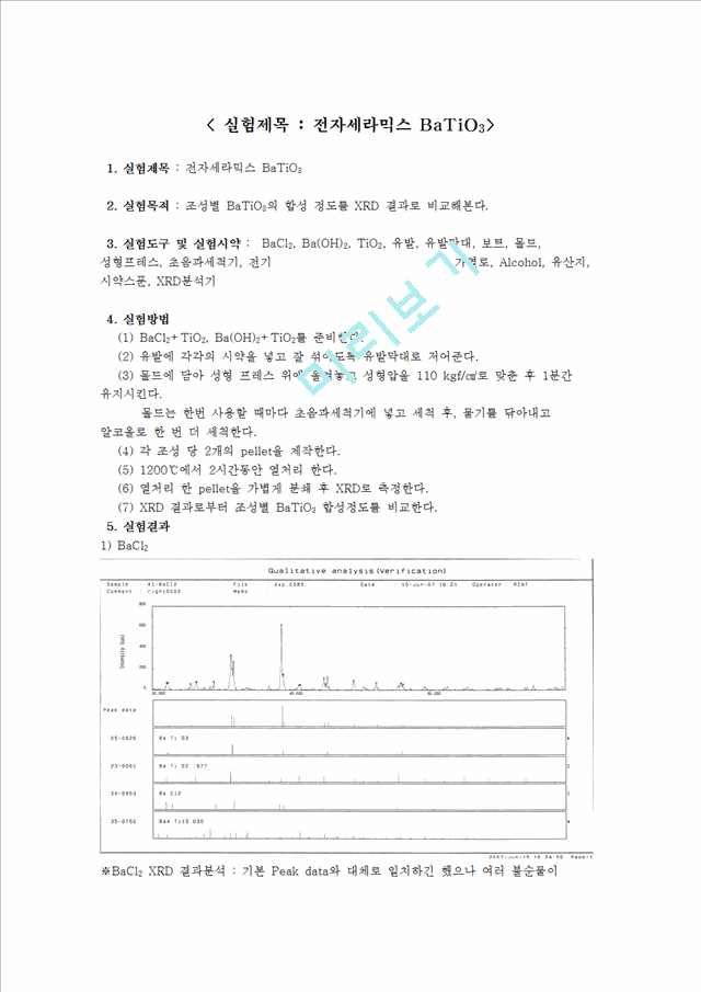 [자연과학] [화학실험보고서] 전자세라믹스 BaTiO3.hwp